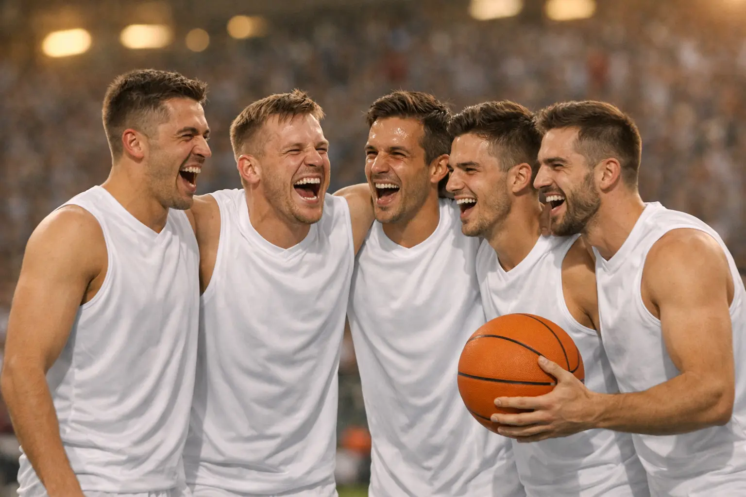 Equipo de baloncesto de élite celebrando una canasta importante