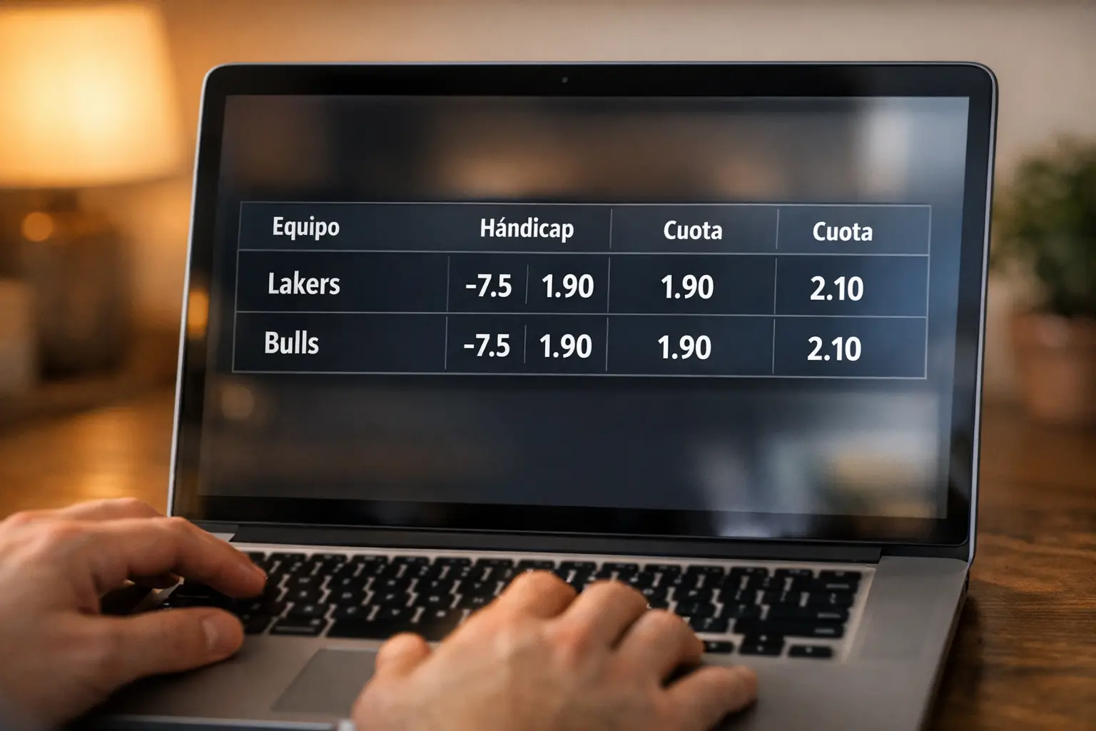 Pantalla de ordenador mostrando diferentes mercados de apuestas deportivas de baloncesto